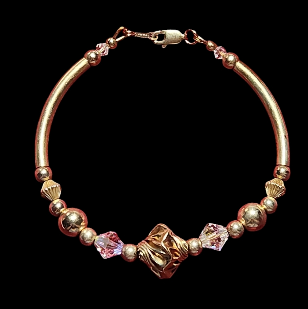 NWT 14kt Gold filled Bangle with Swarovski Crystals, Size 7